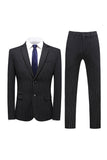 Gris Pinstripe Notched Lapel Homme 2 Pièces Costumes