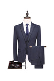 Gris Pinstripe Notched Lapel Homme 2 Pièces Costumes