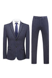 Gris Pinstripe Notched Lapel Homme 2 Pièces Costumes