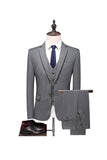 Gris Pinstripe Notched Lapel Homme 2 Pièces Costumes