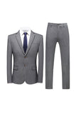 Gris Pinstripe Notched Lapel Homme 2 Pièces Costumes