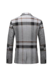 Grey Stripe Notched Lapel Homme 3 Pièces Costumes