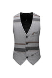 Grey Stripe Notched Lapel Homme 3 Pièces Costumes