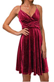 Spaghetti Straps Velvet A-line Robe de cocktail