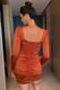 Charger l&#39;image dans la galerie, Robe de cocktail orange manches longues avec volants