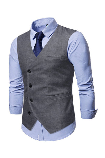 Gilet de costume uni de couleur unie pour homme à poitrine simple Slim Fit