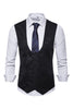 Charger l&#39;image dans la galerie, Gilet noir à double poitrine pour hommes avec ensemble d’accessoires de chemise