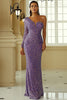 Charger l&#39;image dans la galerie, Robe de soirée à paillettes à paillettes sirène violette