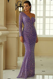 Robe de soirée à paillettes à paillettes sirène violette