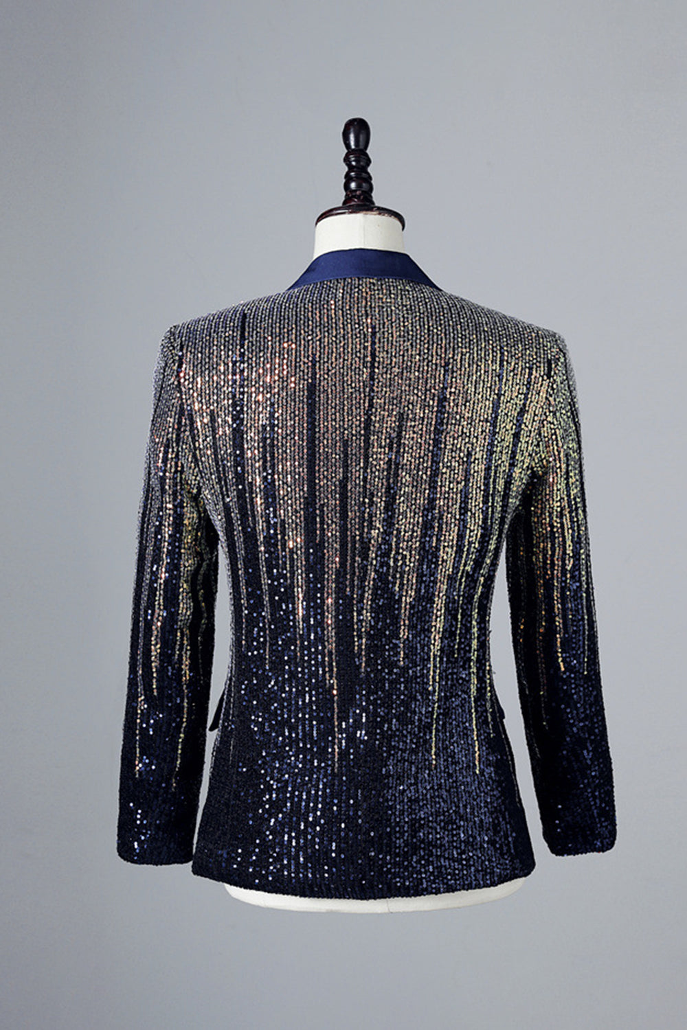 Blazer à simple boutonnage à paillettes bleu marine pour homme