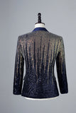 Blazer à simple boutonnage à paillettes bleu marine pour homme
