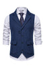 Charger l&#39;image dans la galerie, Gilet Homme Bleu Marine à Revers Cranté avec ensemble d’accessoires de chemise