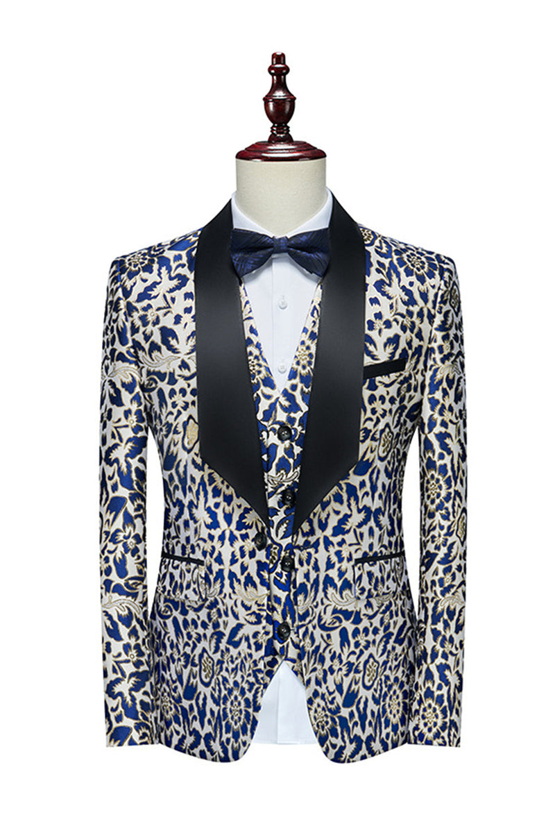 Charger l&#39;image dans la galerie, Royal Blue Leopard Imprimé 3 Pièces Costumes Hommes