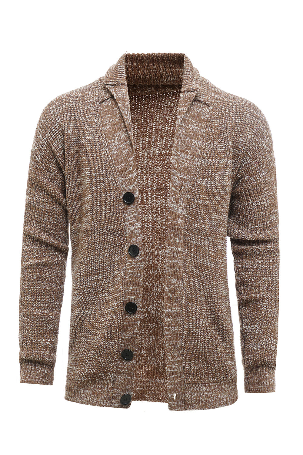 Châle kaki Col Manches Longues Loose Fit Homme Cardigan Pull