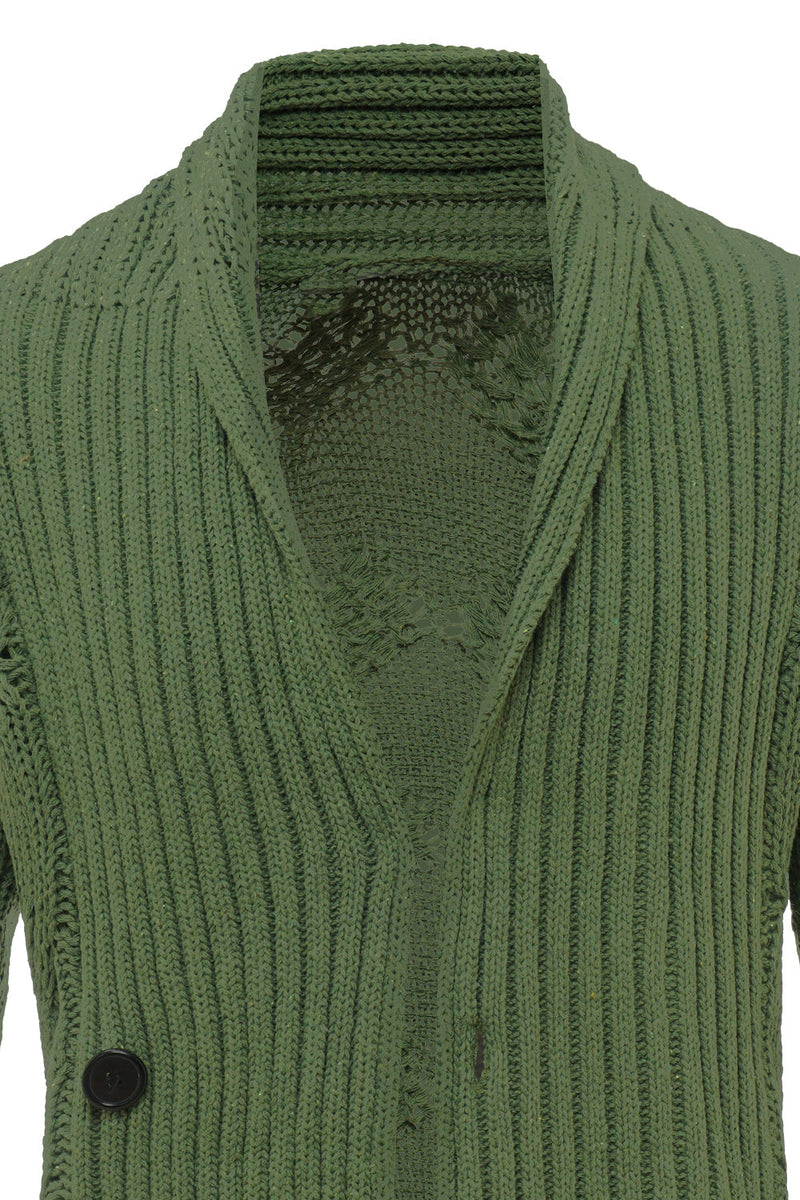 Charger l&#39;image dans la galerie, Châle vert Col Manches Longues Pull Cardigan pour Homme