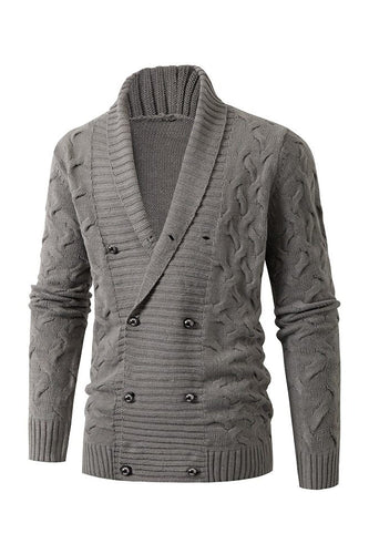 Gris Homme Casual Stand Collier Cardigan