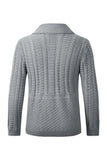 Gris Homme Décontracté Châle Lapel Cardigan Bouton Bas Câble Tricoté Pull