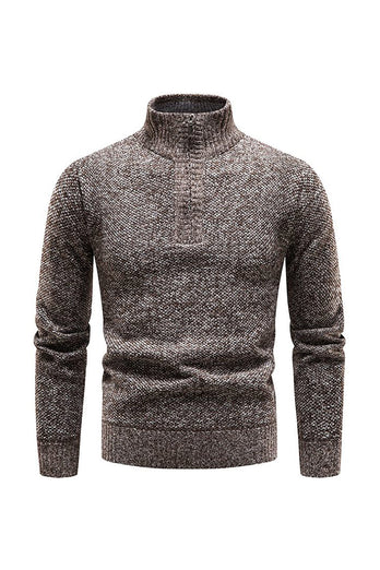 Burgundy Men’s Casual Stand Collar Sweater