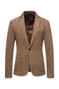 Charger l&#39;image dans la galerie, Khaki Tweed Un bouton Revers cranté Blazer pour hommes