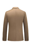 Khaki Double Breasted Notched Lapel 3 Pièces Costumes Hommes