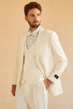 White Peak Lapel Single Breasted 3 pièces costumes de mariage pour hommes