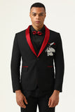 3 pièces Black Red Shawl Lapel Men’s Prom Suits