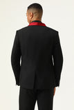 3 pièces Black Red Shawl Lapel Men’s Prom Suits