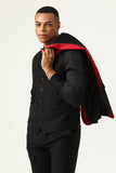 3 pièces Black Red Shawl Lapel Men’s Prom Suits