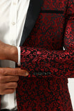 One Button Red Shawl Lapel Jacquard Men’s Prom Blazer