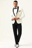 One Button Blue Shawl Lapel Jacquard Men’s Prom Blazer