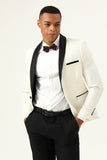 One Button Blue Shawl Lapel Jacquard Men’s Prom Blazer