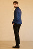 Charger l&#39;image dans la galerie, Châle bleu Revers Jacquard Blazer de bal masculin à un bouton
