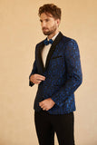 Châle blanc Revers Jacquard Blazer de bal des finissants pour hommes à un bouton