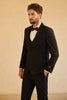 Charger l&#39;image dans la galerie, Revers à bouton unique noir costumes de mariage pour hommes