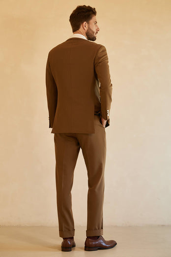 Peak Lapel Single Button Brown Costumes de mariage pour hommes