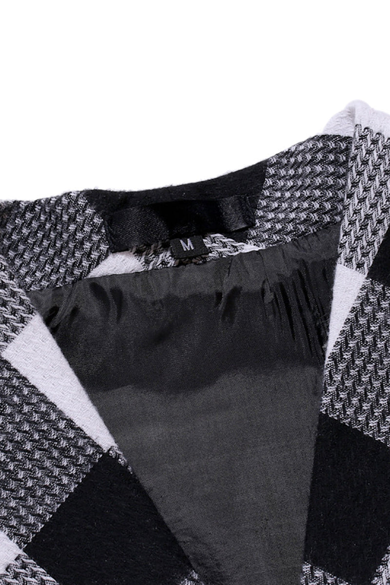Charger l&#39;image dans la galerie, Col châle à double poitrine à carreaux gilet de costume pour hommes