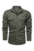 Charger l&#39;image dans la galerie, Vêtements de travail pour hommes à manches longues Army Green Plus Size Shirt