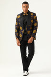 Fhâle de fleur jaune Revers Jacquard Blazer de bal pour hommes