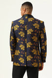 Fhâle de fleur jaune Revers Jacquard Blazer de bal pour hommes