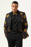 Fhâle de fleur jaune Revers Jacquard Blazer de bal pour hommes