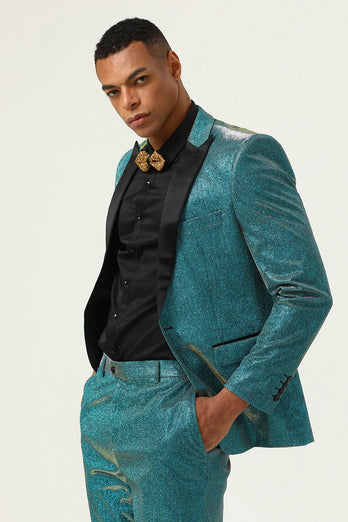 Paon paon bleu cravate 2 pièces costumes pour hommes