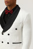 Charger l&#39;image dans la galerie, White Jacquard Shawl Lapel Duble Breasted 2 Piece Costume Homme