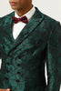 Charger l&#39;image dans la galerie, Jacquard Double Breated 2 Pièces Costume Homme Vert