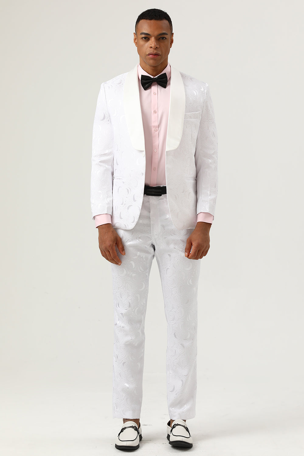 White Jacquard Shawl Lapel 2 pièces Men’s Prom Suits