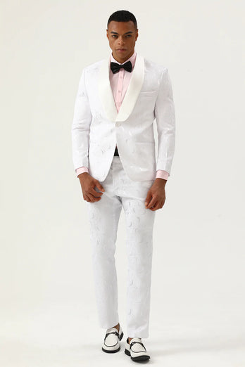 White Jacquard Shawl Lapel 2 pièces Men’s Prom Suits