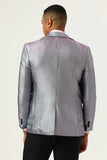 Glitter Grey Peak Lapel Blazer de bal pour hommes