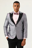 Glitter Grey Peak Lapel Blazer de bal pour hommes