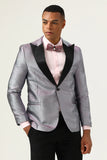 Glitter Grey Peak Lapel Blazer de bal pour hommes