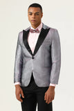 Glitter Grey Peak Lapel Blazer de bal pour hommes