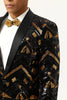 Charger l&#39;image dans la galerie, Paillettes noires et dorées scintillantes Blazer de bal pour hommes